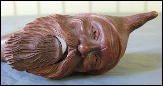 Antique Black Forest Figural Carved Wood Nutcracker Gnome Man Head Beard