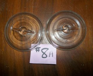 2 Vintage Glass Canning Jar Lids Wire Bail Top Regular Ball Mason 8a
