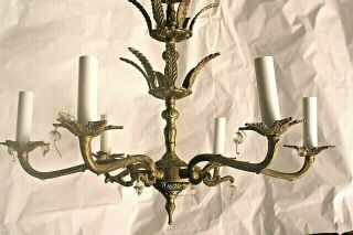 Vintage Brass And Crystal Chandelier,  5 Arms,  Made In Spain