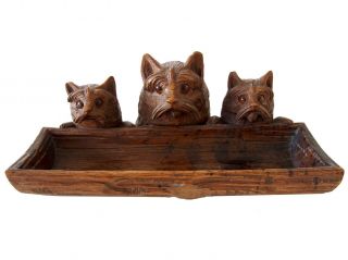 Black Forest Brienz.  Dogs Sculpture Swiss Carving.  9 2/3’ 
