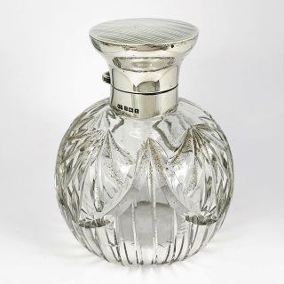 George V Sterling Silver & Cut Glass Perfume Scent Bottle Birmingham 1918 D&s