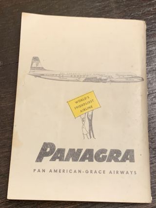 VINTAGE Panagra Pan Am American Grace Airlines South America DC - 7B York 1957 2