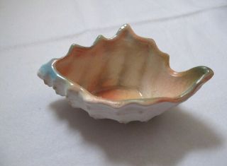 Vintage Mid Century Modern Art Pottery Conch Sea Shell Ceramic Bowl Signed