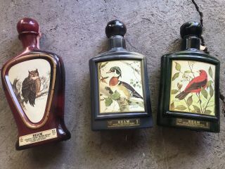 Vintage Beams Choice J.  Lockhart Wood Duck,  Owl,  Cardinal Whiskey Bottle