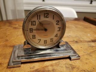 Antique Waltham 8 Day Automobile Desk Clock Chrome Art Deco (not)