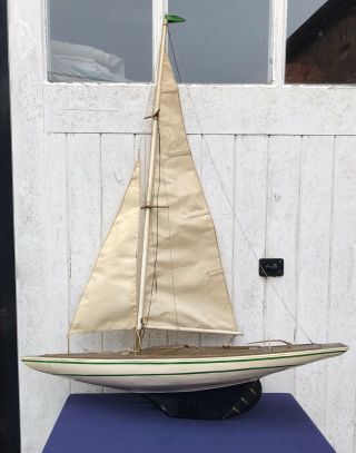 Attic Find,  Large Vintage Model Pond Yacht,  Early 20th Century,  Remote Control