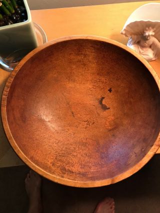 Antique Primitive Wood Hand Carved - Turned Bowl From Georgetown Colorado