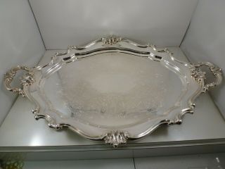 Vintage Reed & Barton " Victorian " Xl Footed Silverplate Serving Tray 28x18