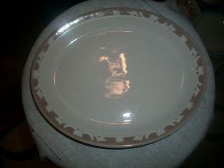 Vintage Syracuse China 9 1/2 " Oval Platter Nutmeg Pattern Brown Trim Midcentury
