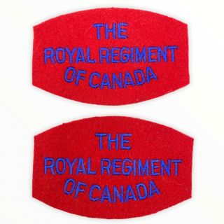 Canadian 1960s Vintage Royal Regiment Of Canada Shoulder Titles Pair