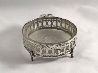Hallmarked Solid Silver And Glass Butter Dish E S Barnsley Birmingham 1919 3