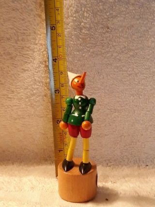 Vintage Toy Wood Wooden Boy Pinocchio Thumb Push Button Puppet Collapsible