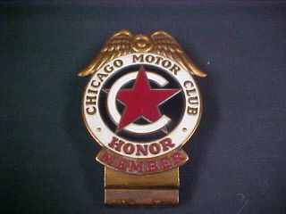 Vintage Chicago Motor Club Honor Member License Plate Topper Hot Rat Rod 1950s