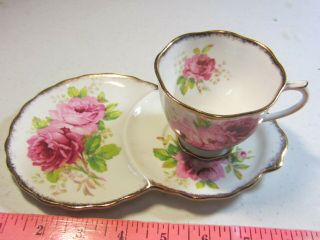 Vintage Royal Albert American Beauty Pink Rose Cup Snack Plate Tennis Desert Set