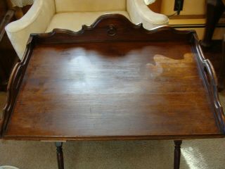 Antique Walnut Butlers Tray Table or Drinks Table with Folding X Base 3