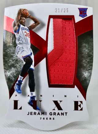 Jerami Grant Rookie 21/25 Rc Patch Panini Luxe Die - Cut 2014 - 15 Detroit Pistons
