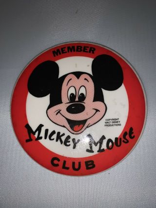 Vintage Disney Mickey Mouse Club Member 1960s 3.  5 " Pin Back,  Button