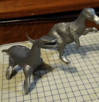 Vintage Marx 1950 - 60s Prehistoric Play Set - 2 Dinosaurs In Silver