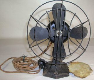 Vintage Wagner 8 " Electric Fan W Cast Iron Base Wall Or Table Mount Fine