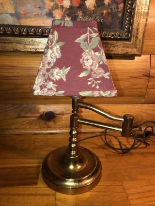 Vintage Heavy Brass Table Desk Lamp With Swing Arm