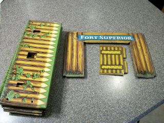 Vintage Superior T.  Cohn Fort Superior Tin Playset Walls & Front Gate