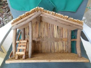 Vintage Wood Nativity Manger Stable Creche Only
