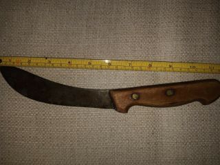 Vintage Skinning Knife 6” High Carbon Steel Full Tang Blade Forged Wood Handle