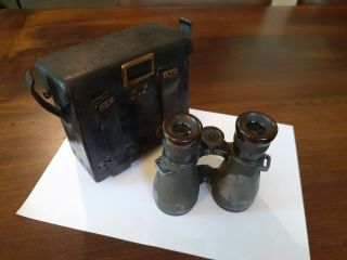 Antique Wwi German Emil Busch A - G Rathenow 08 Fernglas Binoculars With Case