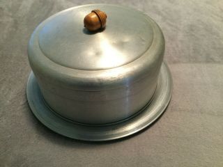 Vintage West Bend Aluminum Cake Saver Plate And Cover With Wooden? Acorn Handle