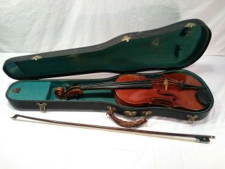 Old Antique Violin 4/4 Size Special Modell Nicolaus Amati R&l Label /bow & Case