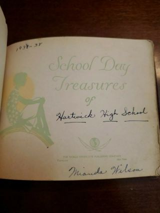 Vintage 1937 1938 Hartwick,  Ny High School Autograph Book 40,  Pages