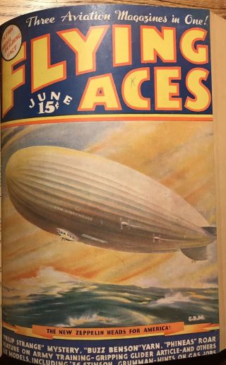 1936 Flying Aces - 12 Vintage Monthly Magazines Aviation - Hindenburg,  Airplanes