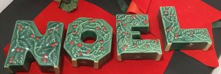 4 VTG (L&M) Lipper Mann Ceramic NOEL Christmas 4”Letters Candle Holder Wall/Shelf 2