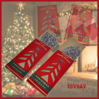 2 Vintage Boxes Of Christmas Icicles Christmas Tree Tinsel Usa Made