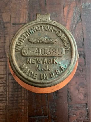 Vintage Brass Water Meter Cover W - 4038 Worthington Gamon Newark N.  J.  About 1920s