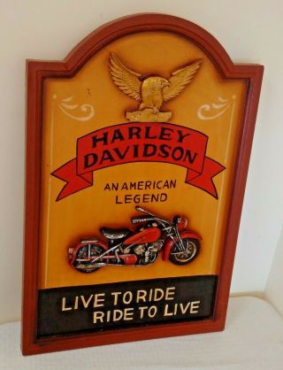 Wooden Motorcycle Harley Davidson Advertising Man Cave Sign Plaque 16x24 Painted