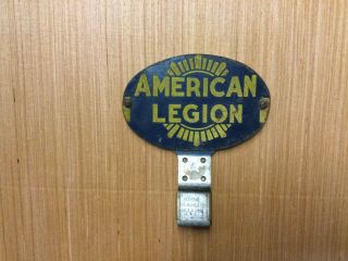 Vintage American Legion License Plate Topper,  Badge Reflective Lettering