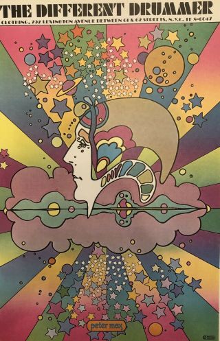 Vintage Peter Max Psychedelic Poster - The Different Drummer - Cond