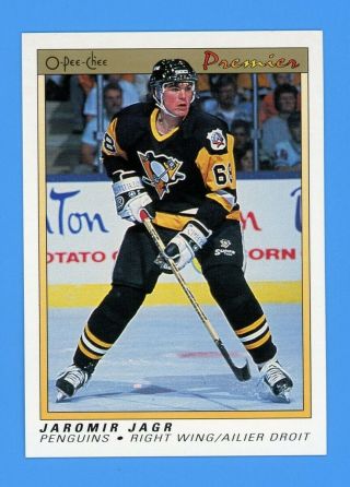 1990 - 91 O - Pee - Chee Premier Jaromir Jagr Pittsburgh Penguins 50 Hockey Card Rc