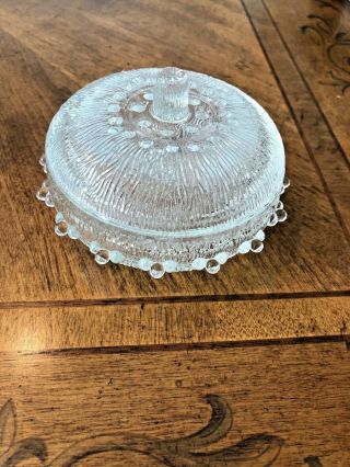 Vintage Small Relish/ Grated Chesse Bowl With Cover Hobnail Trim Made In Italy