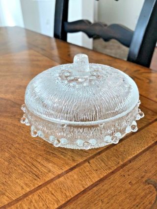 VINTAGE SMALL RELISH/ GRATED CHESSE BOWL WITH COVER HOBNAIL TRIM MADE IN ITALY 3