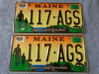 20012 Maine Support Local Agriculture License Plate Pair 117 Ags