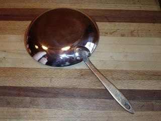 Antique 8” French Copper Crepe Pan Tin Lining 1.  5mm Wall Bronze Heart Handle