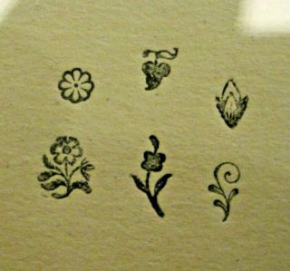 Bookbinding: Six Small Antique Decorative Brass Stamps
