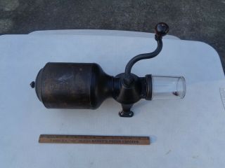 Antique Coffee Grinder Canister Mill Wall Mount With Screw On Catch Cup Old
