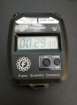 Vintage Heuer Chronosplit Digital Stopwatch Fisher Scientific Fully Functioing