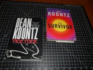 2 Classic Novels By Dean Koontz Vintage Hardcover Books With Dust Jackets