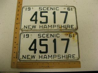 1961 61 Hampshire Nh License Plate Pair Set 4517 Scenic