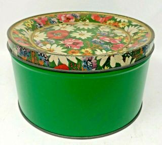 Vintage Floral Tin,  Flowers And Sewing Embroidery Needlepoint Motif