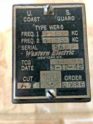 Vintage Ww Ii U.  S.  Coast Guard Crystal Holder Type Wer - 5 Freq 3153 Kc Ser 5688